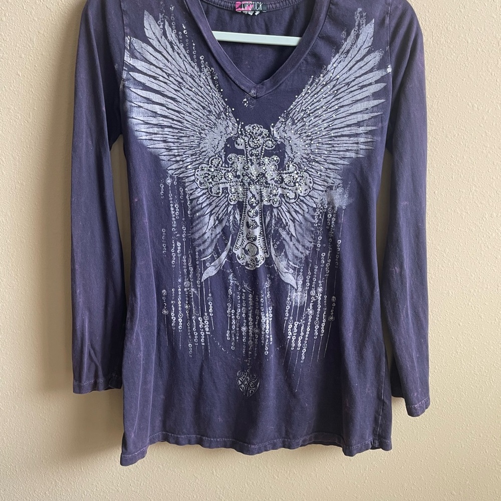 Lipstick Boutique Blue Graphic Long Sleeve Tee